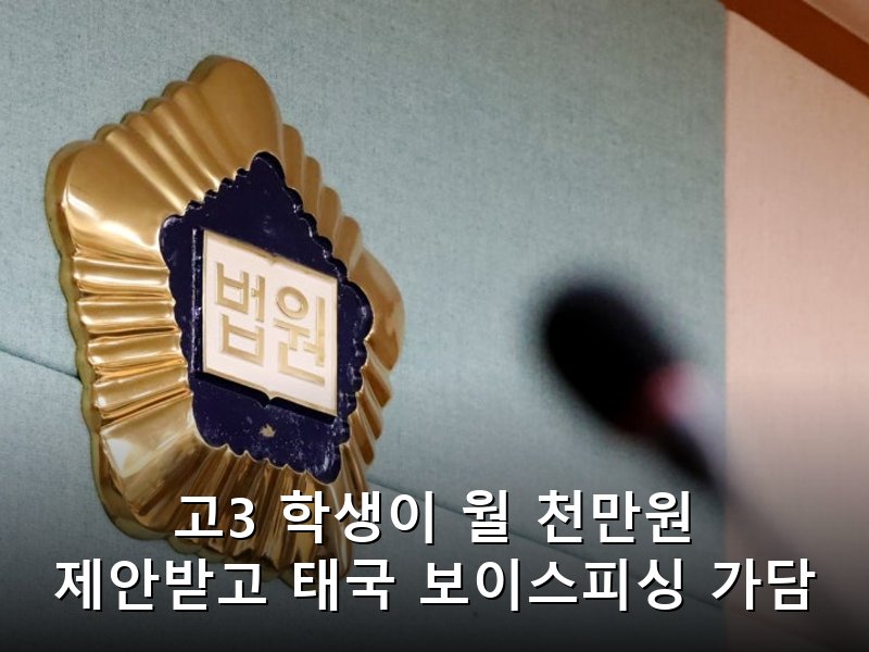 월 1000만원 제안에 태국행 고3 학생 보이스피싱 가담해 징역형