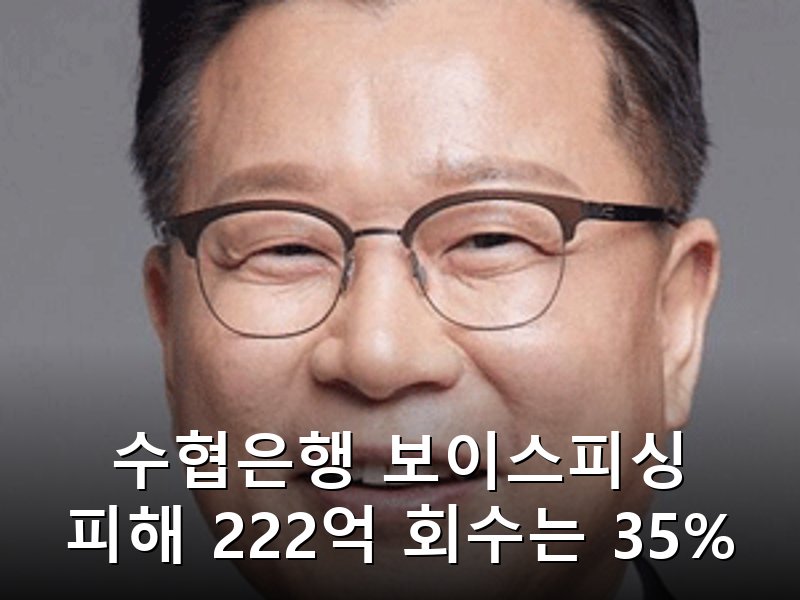 수협은행 보이스피싱 피해 5년간 222억원 회수율은 3분의 1 수준