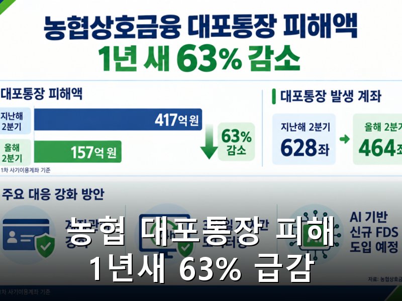 농협 대포통장 피해액 1년 만에 260억 줄어 강화된 모니터링 효과