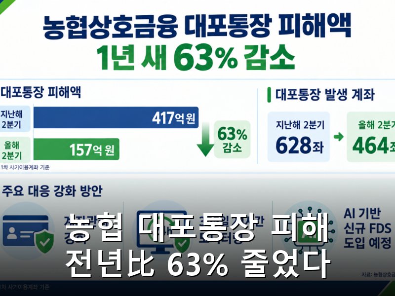 농협 대포통장 피해액 올해 2분기 전년 동기 대비 63% 급감